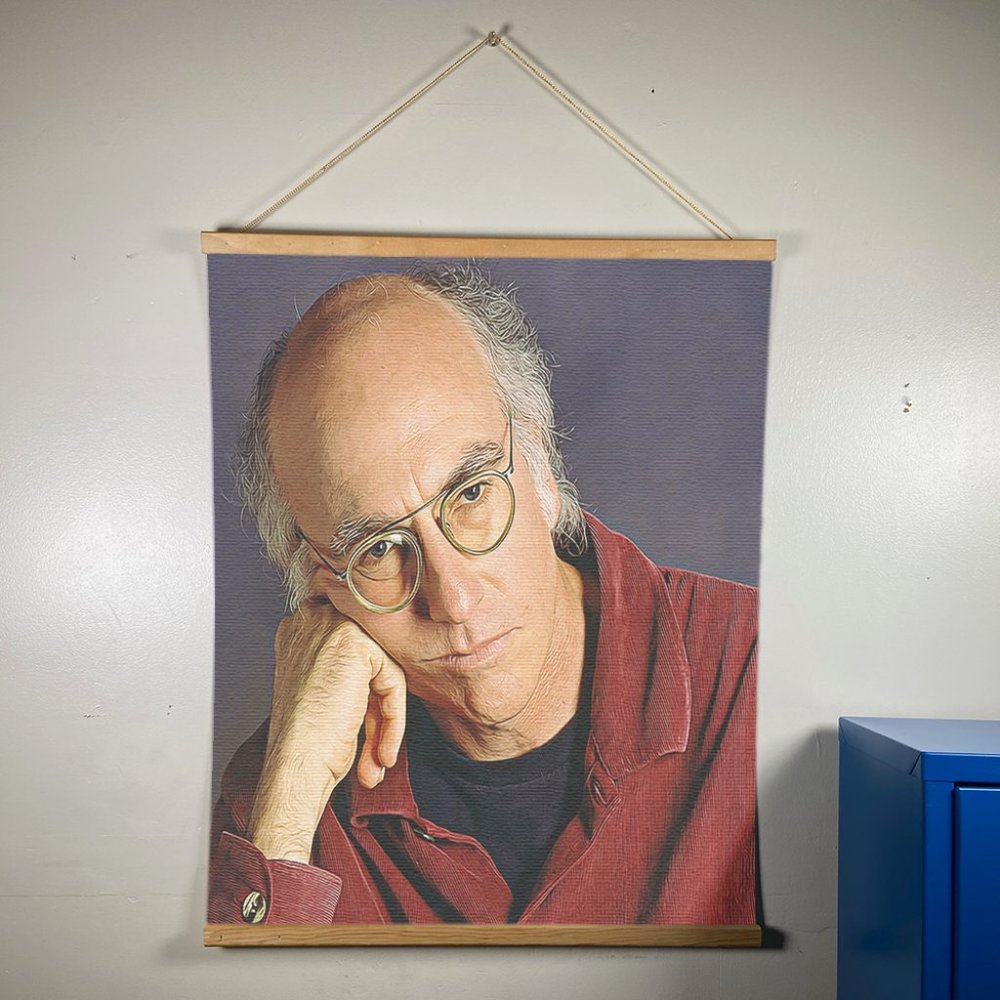 Larry David Canvas Wooden Gold Wall Hanger